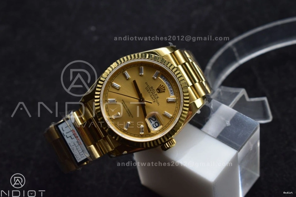 Diamond 904L QF with on vr3255 Dial (Gain Bracelet V5 YG Gold 36 Best Weight) DayDate Edition Steel President Stick 0425